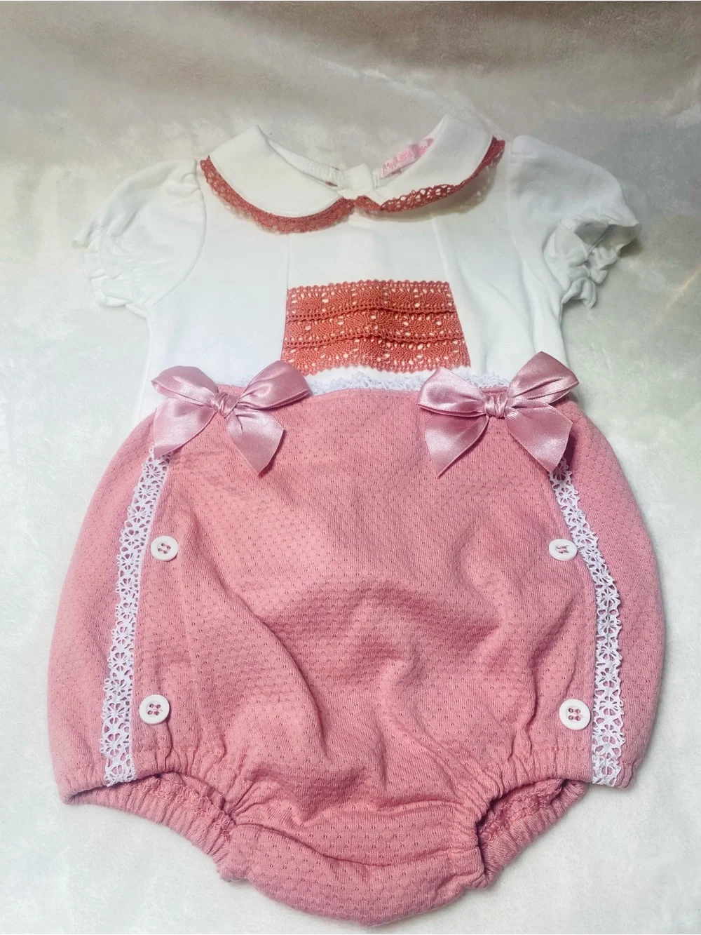Pink Lace Bow Baby Matching Set – Unbranded